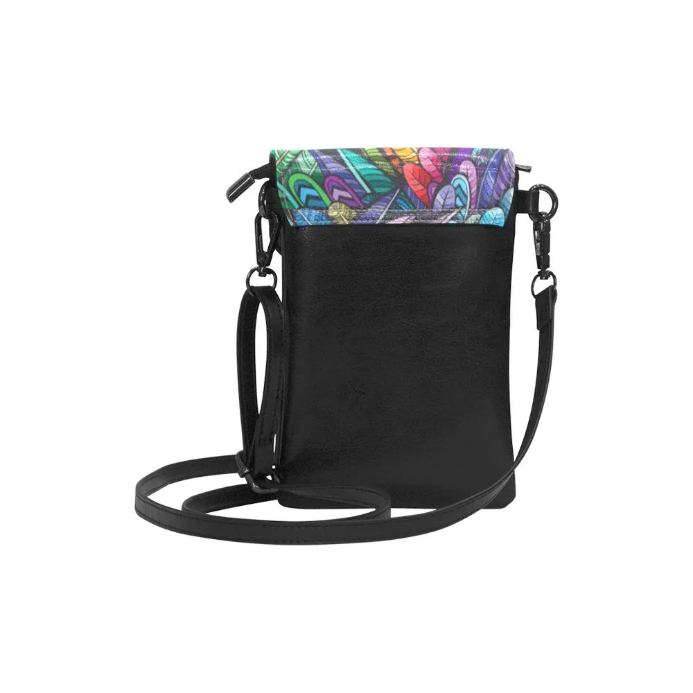 Small Cell Phone Purse - Colorful Feathers